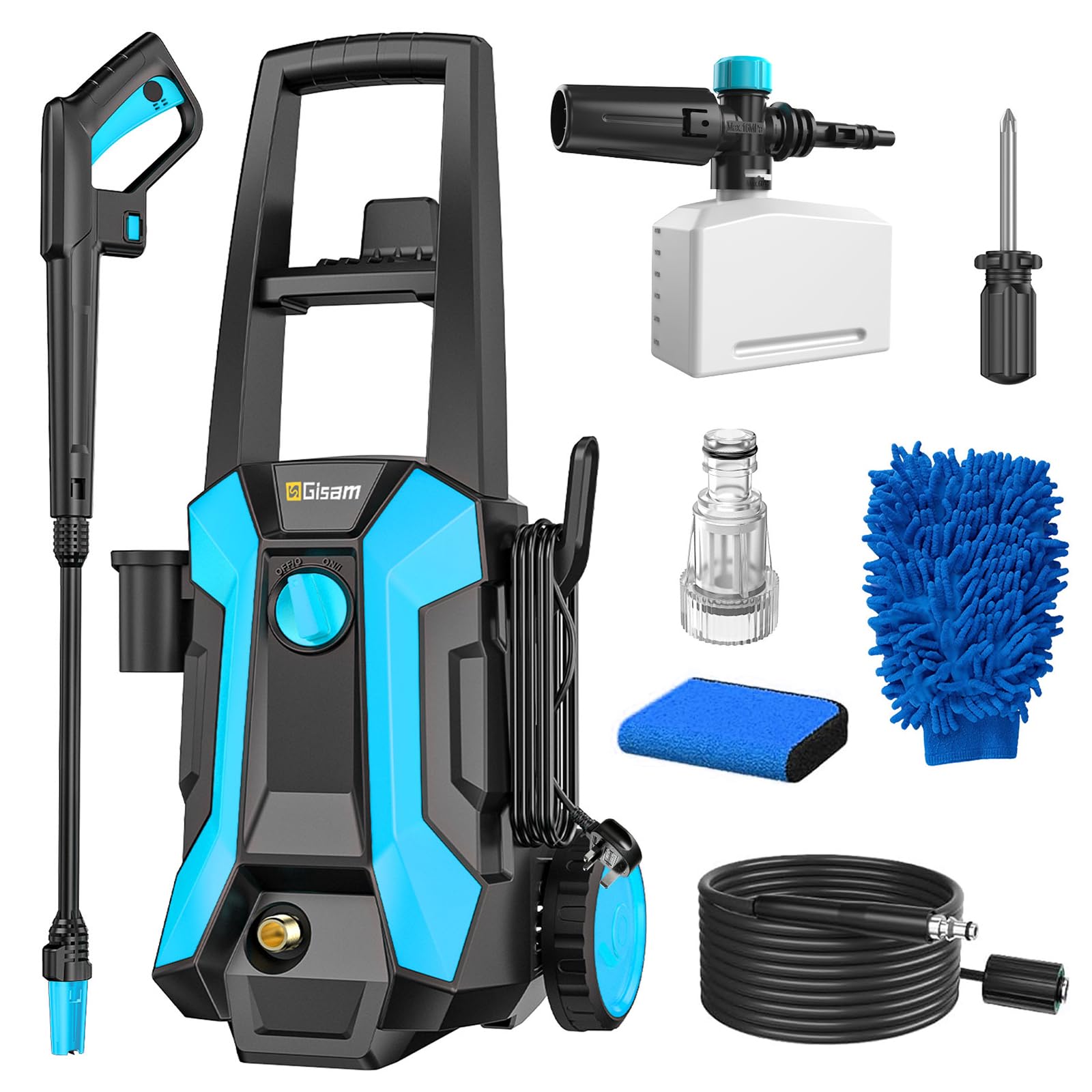Pressure Washer, 2400W 220Bar 540L/H Electric Pressure Washers with Hose Reel & 8m Hose, Soap Bottle, Foam Nozzle & High Pressure Spray Gun for Cleaning Cars, Fences, Patios, Gardens & Driveways