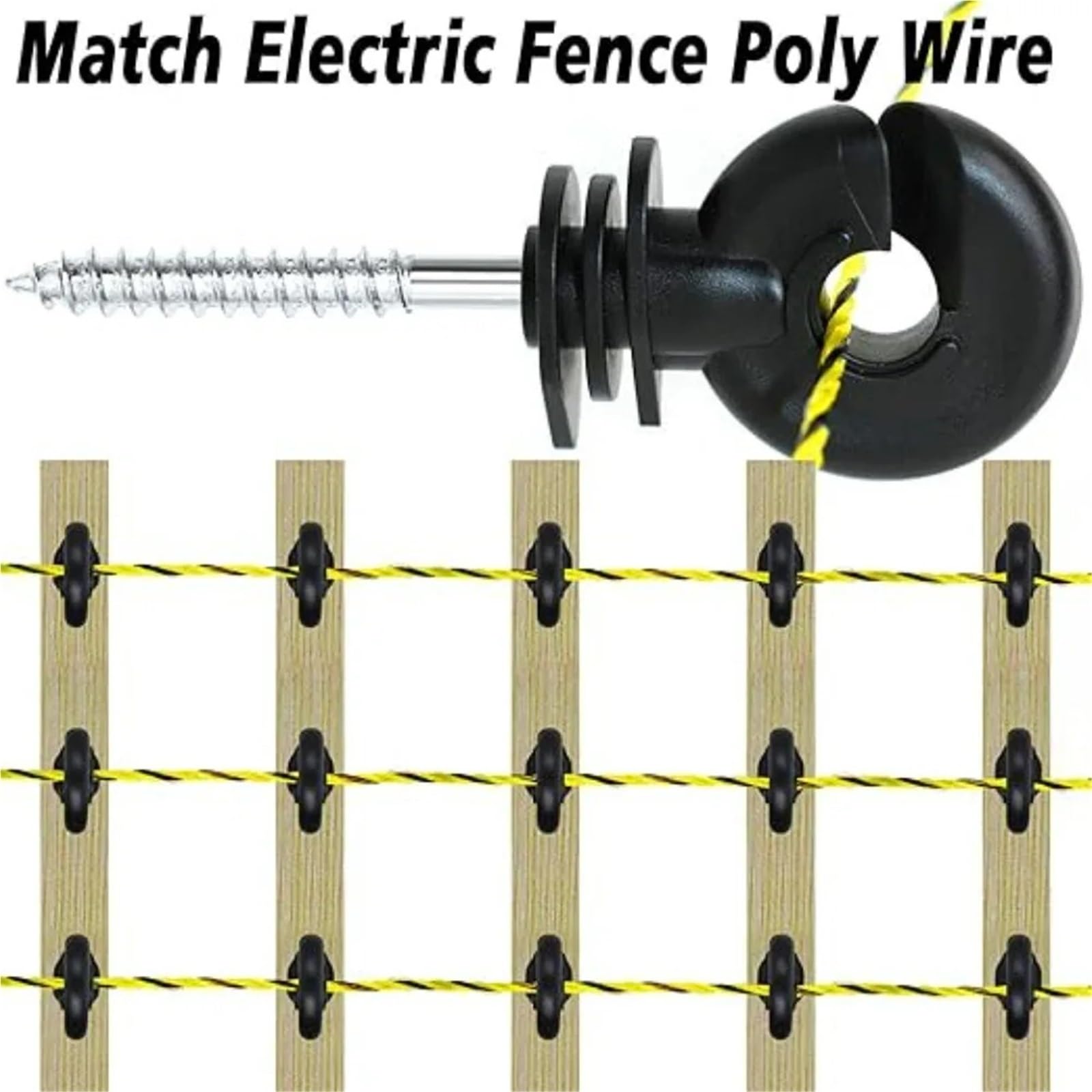 Isolatori Per Recinto Elettrico Chiodo isolante for traliccio for recinto elettrico autofilettante for collegamenti cavi for pascoli for allevamento di bestiame(Black 30pcs)