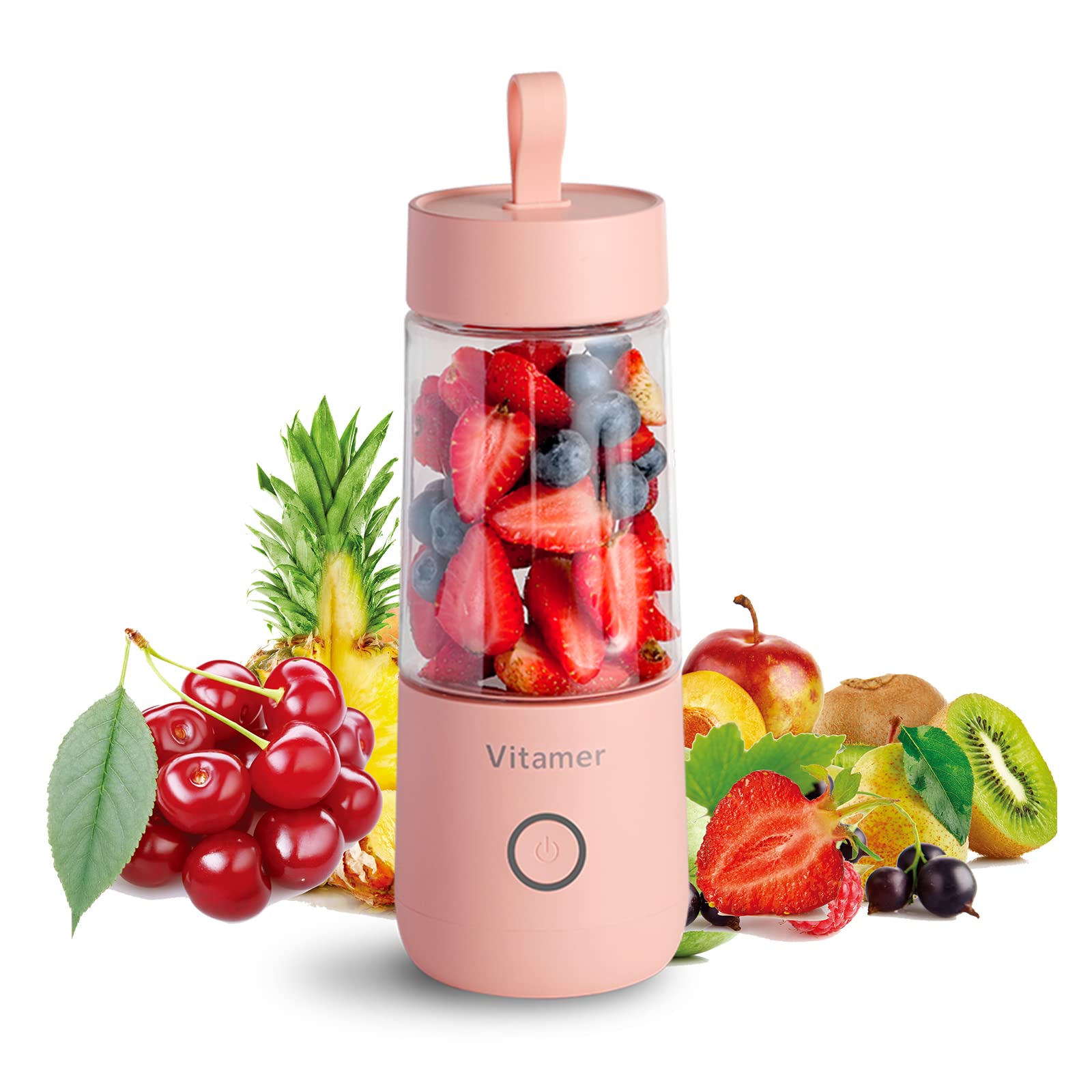 EQURA Portable Blender, USB Rechargeable Juicer Cup, 300mL Waterproof Fruit Mixing Machine Baby Travel Home Office Sports Outdoors