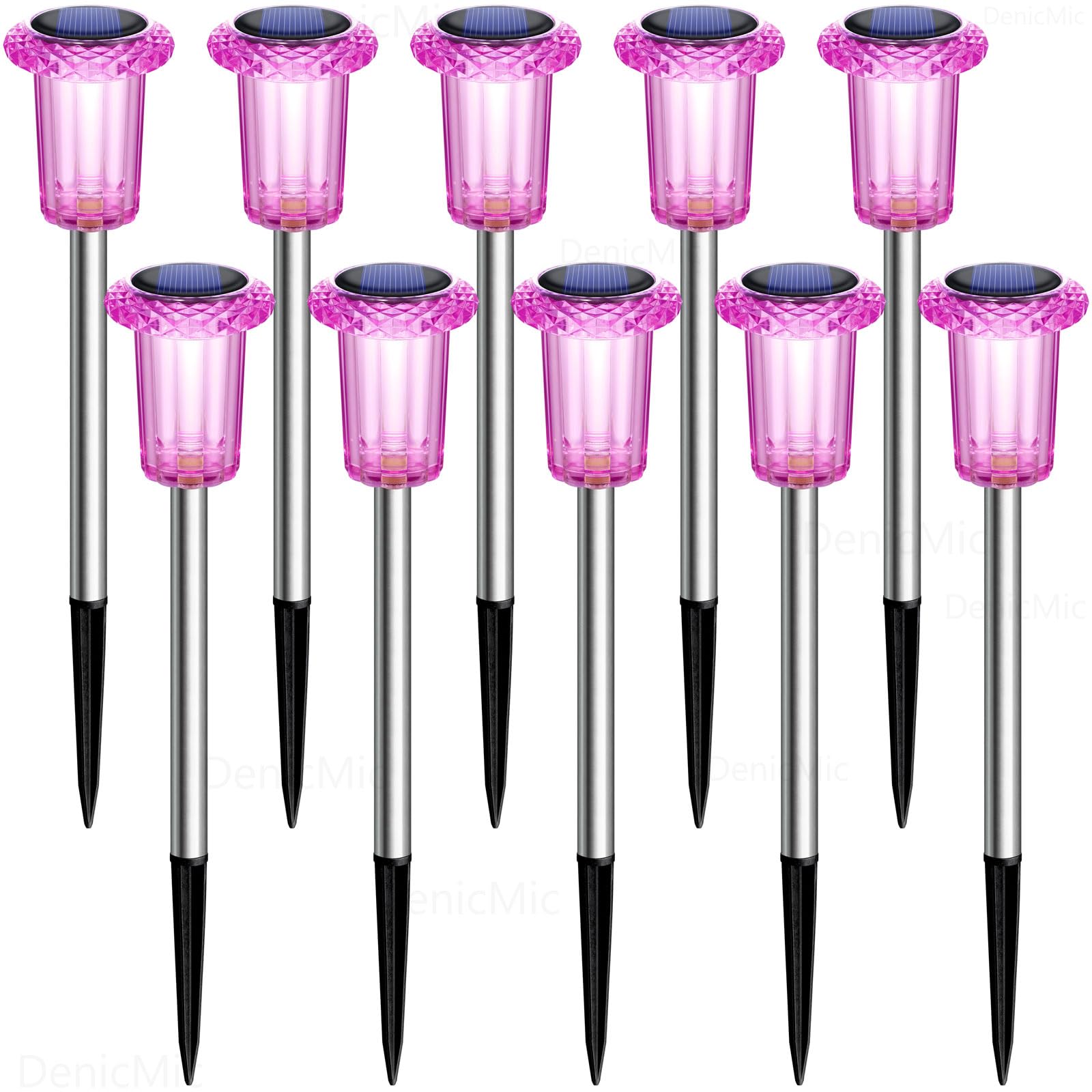 DenicMic Solar Outdoor Lights 10 Pack Pink LED Valentines/Mothers Day Decor view 8