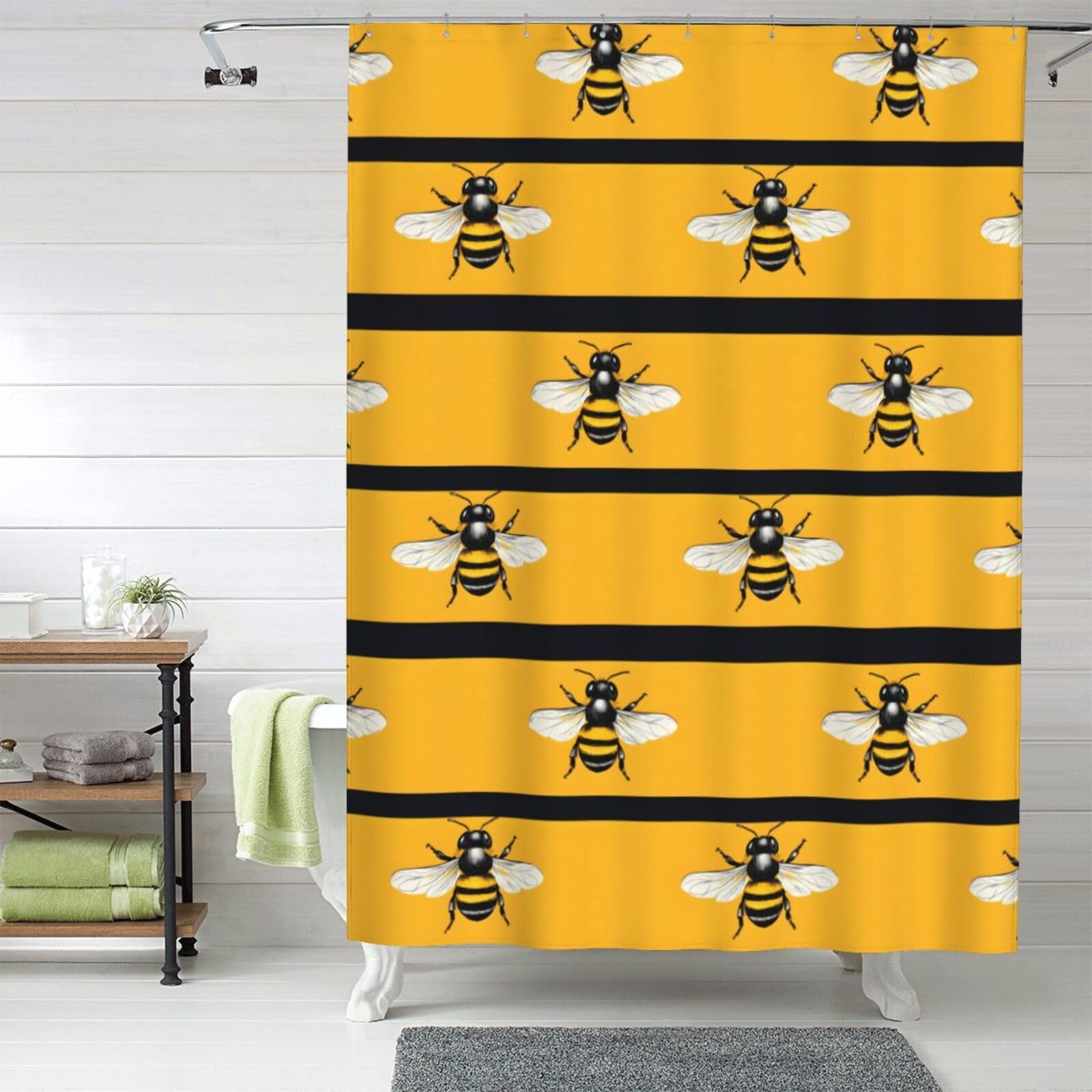 Rideau de douche en tissu 152x183 cm à rayures cool pour dortoir