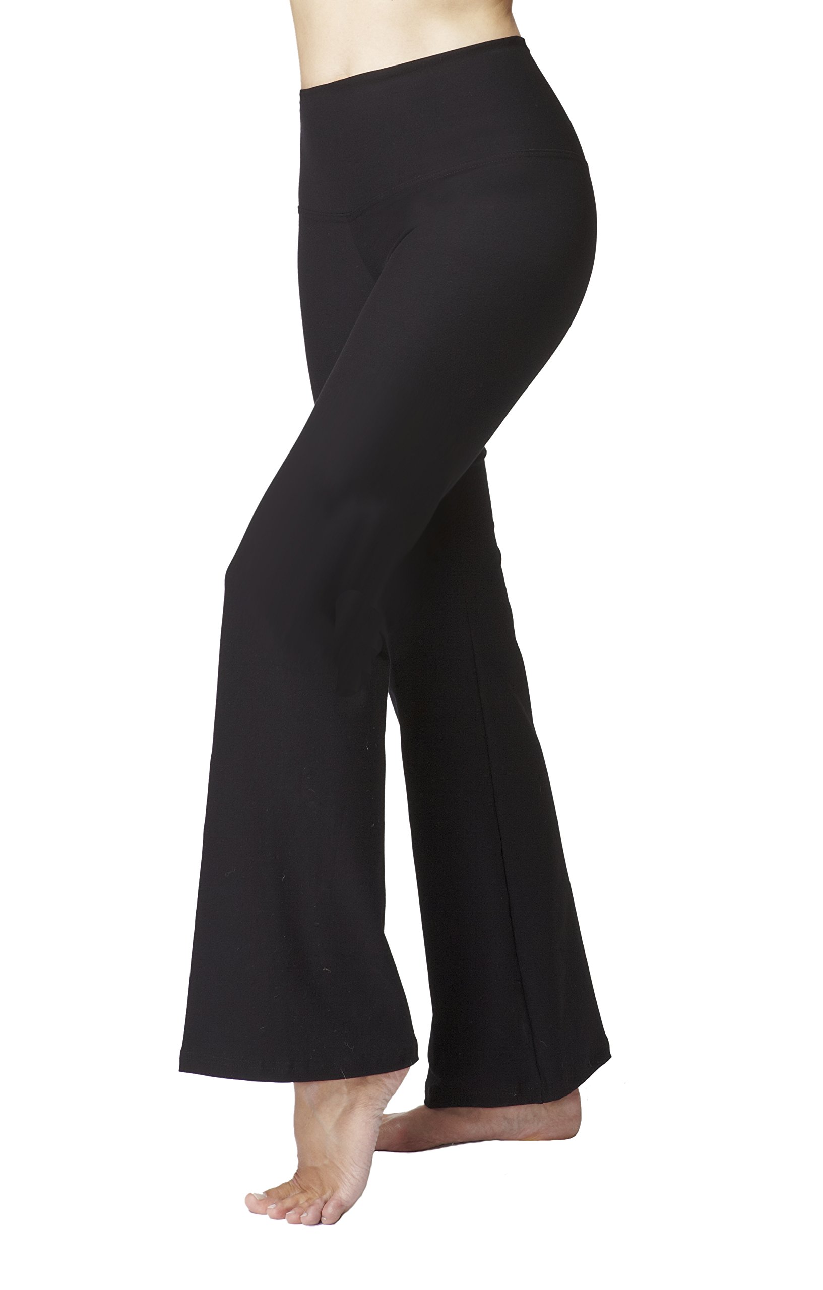 TLC Sport| High Waisted Flared Leggings for Women with Tummy Control | Extra Strong Compression | Buttery Soft Fabric | Black
