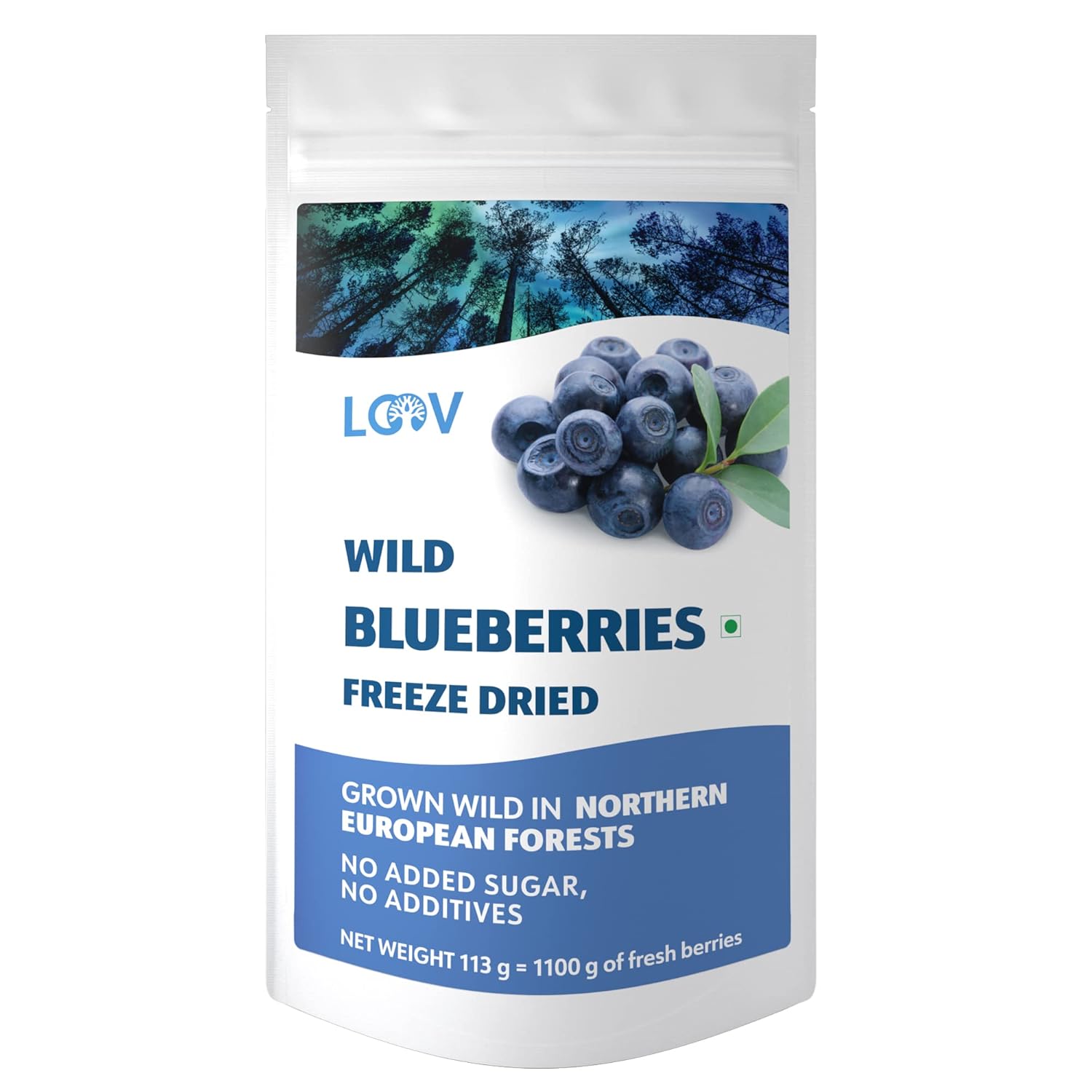 LOOV Wild Blueberry Dry Fruit Freeze Dried Blueberries without Sugar, Ready to Eat Healthy