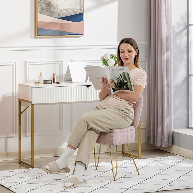 Silla De Oficina Sin Apoyabrazos Con Respaldo Plegable Rosa miniatura 4