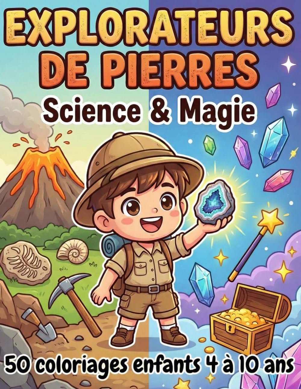 Explorateurs de Pierres Science & Magie: 50 coloriages enfants de 4 à 10 ans