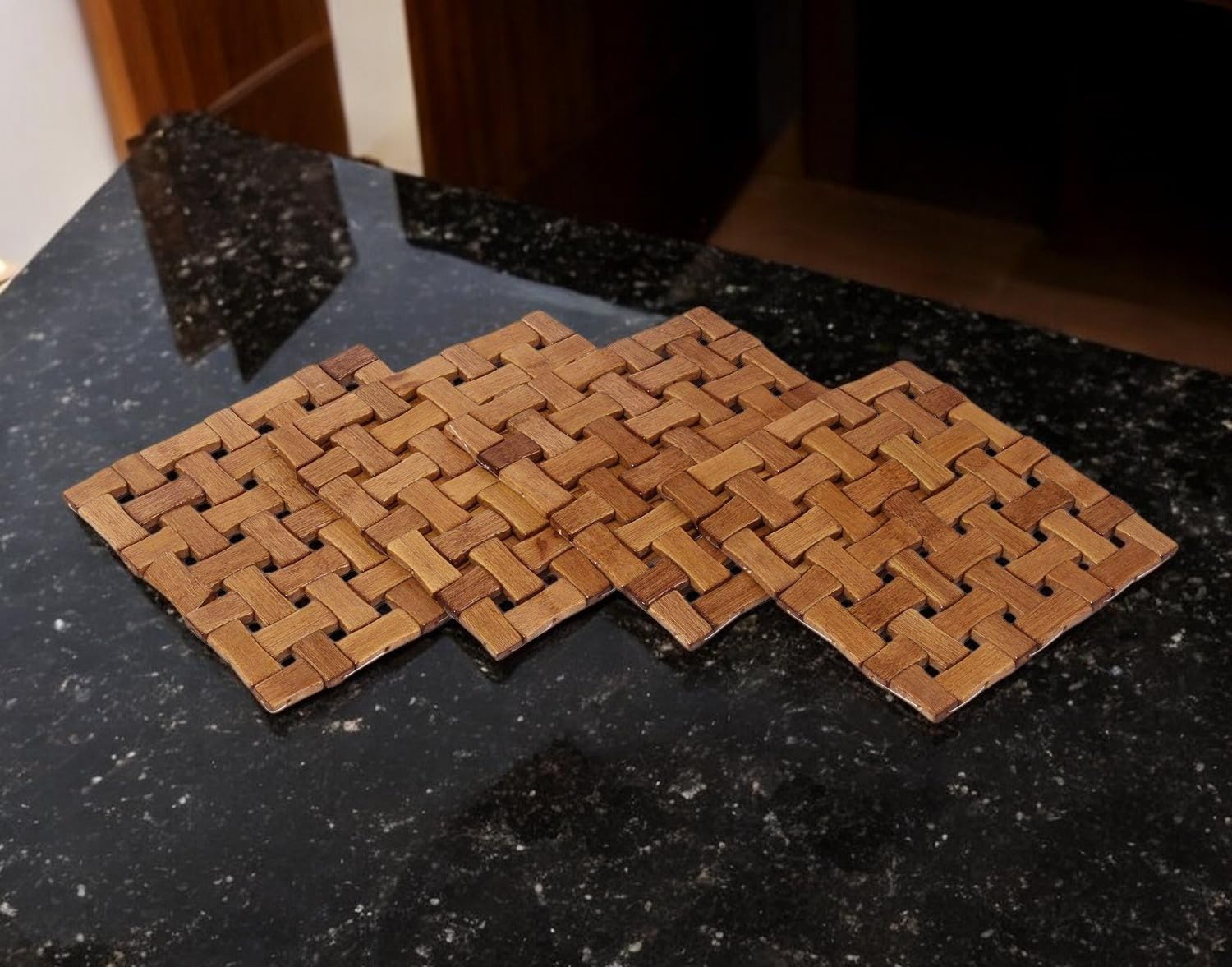 CASA-NEST Square Shape Heating Insulation Resistant Natural Bamboo Wooden Coaster, Set of 4 PCS(15X15CM) Heat Table Ware Pad Place mat for Hot Coffee, Bowl Tea Cup, Home, Kitchen Dining Pan Pot Holder (B091GTWY6H) Amazon Price History, Amazon Price Tracker