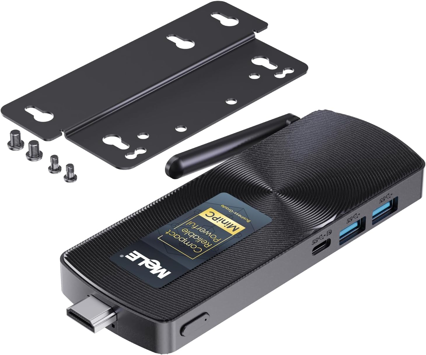 MeLE PCG02 N100 Mini PC Stick 8GB LPDDR4x 256GB eMMC, Win11Pro Fanless Micro Desktop Computer Stick, Support HDMI + USB-C 4K Dual Display, 2.4G/5GHz WiFi BT5.1 GbE, for IoT, Digital Signage, Office