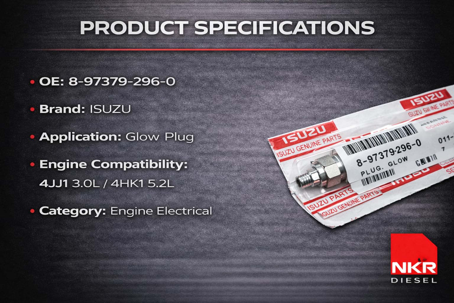Amazon.com: Bujía de incandescencia OEM | para Isuzu NPR, NQR, NRR Amazon.com: Bujía de incandescencia OEM | para Isuzu NPR, NQR, NRR