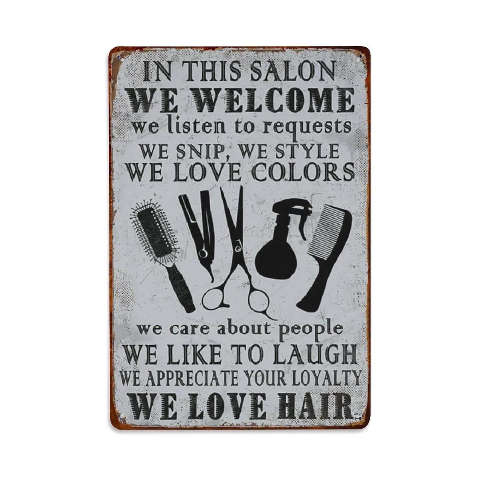 Rkundrne Vintage Hairdresser Metal Tin Sign Garden Bedroom Cafe Bar Man Cave Home Wall Decor Metal Poster 8X12 In