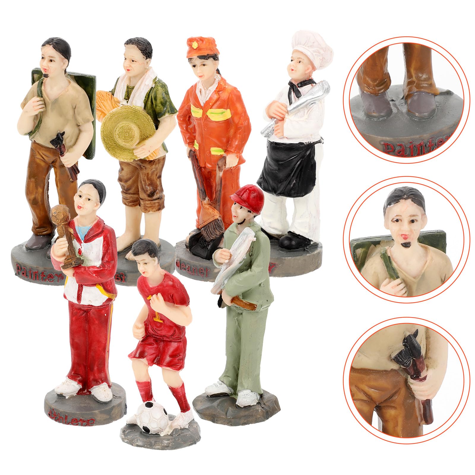 Modelli Decorate di Persone in Resina 7 Figure Realistiche Stili multipli per Tavolo da per Mini Ambienti e Scolastici Stili multipli