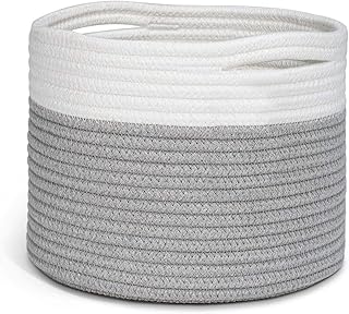 INDRESSME Small Basket - Cotton Rope Basket Woven Basket for Keys Sunglasses Toy Basket Wallet by Front Door Small Storage Bin for Remote Controls on Nightstand Fruit Basket in Kitchen, 9.4"Dx7.1"H