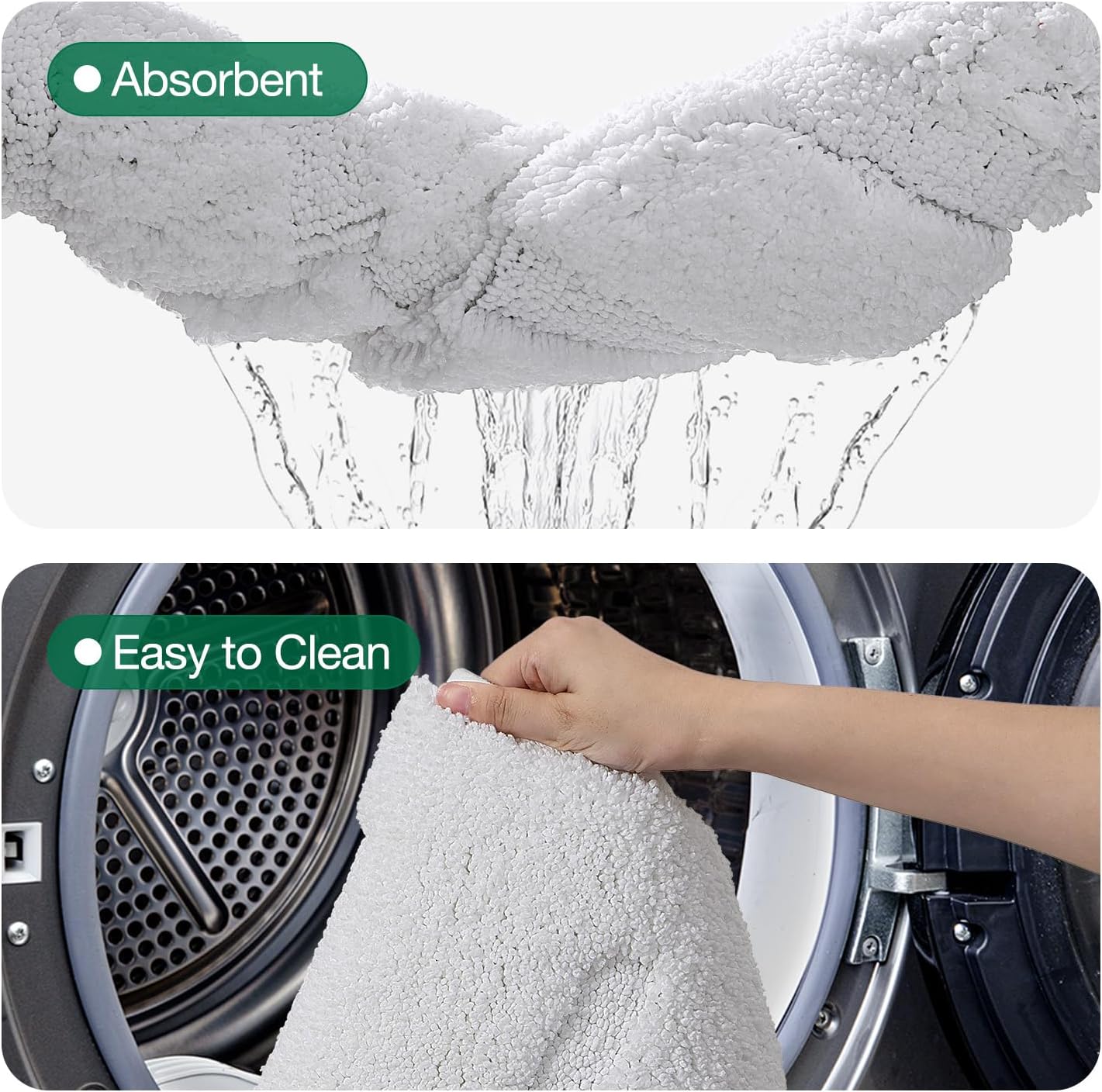 LUMI Soft Absorbent Bathroom Rugs, Non Slip Bath Mats for Bathroom, Fluffy Thick Striped Bath Rug with Washable, Ideal for Floor, Shower Tub, Entryway, 17"x30", White - Image 7