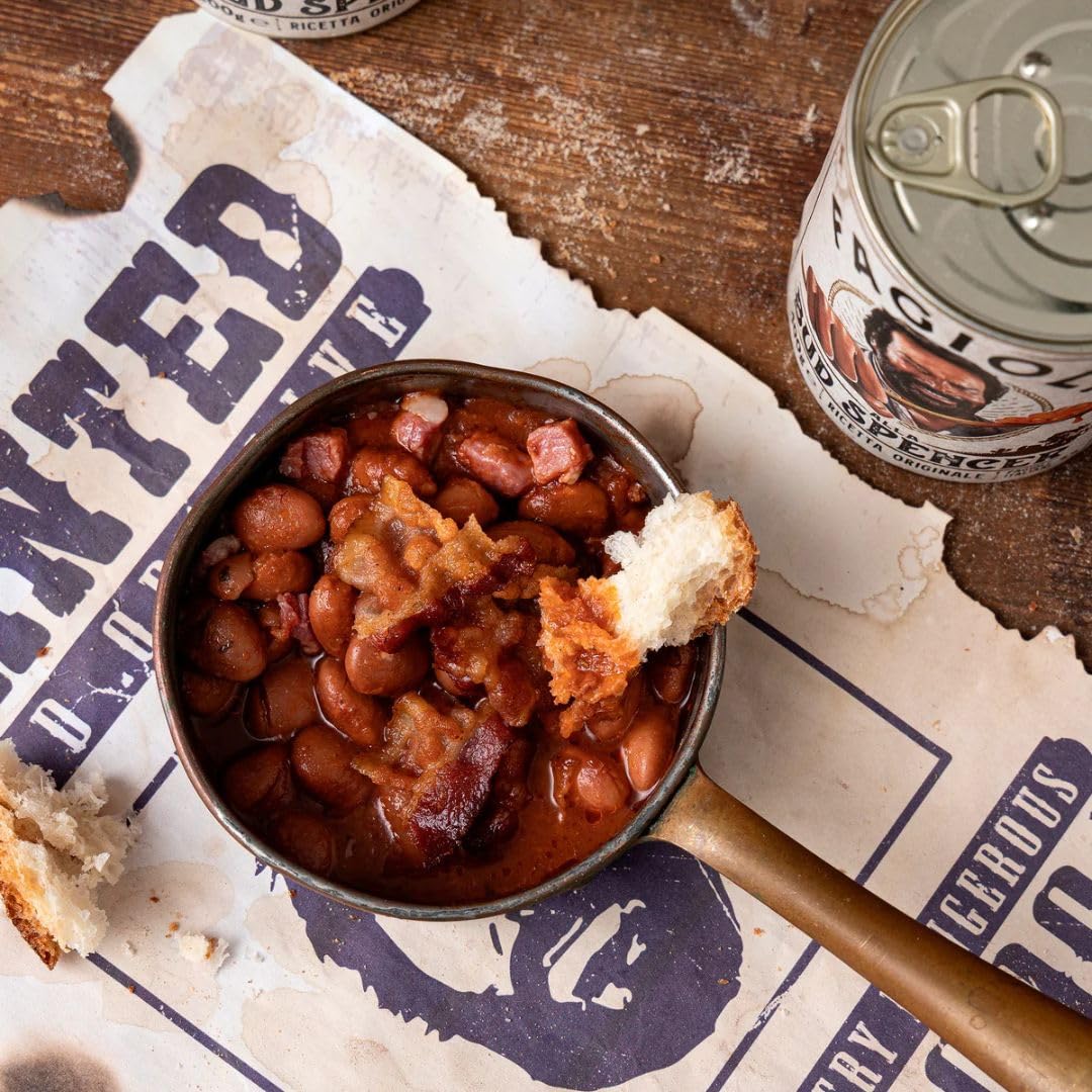 MIX Fagioli BUD SPENCER - 2 Barattoli Fagioli Pinto Ricetta originale + 2 Barattoli Fagioli Neri Tex-Mex + 2 Barattoli di Fagioli salsa Barbecue, Barattoli da 400gr - PRODOTTO ORIGINALE BUD POWER