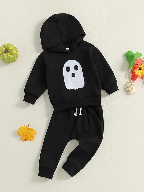 Ensemble De Vêtements D'halloween Pour Bébé Garçon, Haut à Manches Longues Imprimé Fantôme, Sweat-shirt Et Pantalon En Velours Côtelé, Ensemble De Vêtements Pour Enfants En Bas âge, 2023