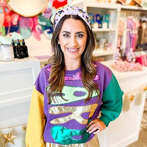 Miniatura 6 de Diadema de Mardi Gras, accesorios para mujer, con cuentas NOLA, corona de flor de lis, diadema anudada de cristal, gordo martes de carnaval, desfile