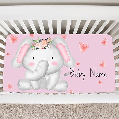 Miniatura 10 de Sábanas bajeras personalizadas para cuna con nombre para bebé, sábana de colchón de flores personalizada para tamaño estándar de cuna, sábanas