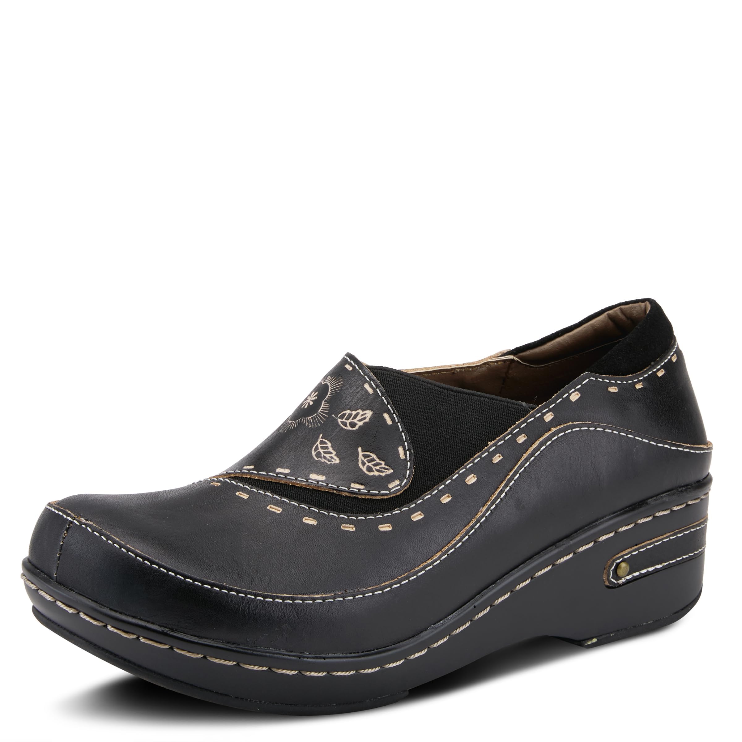 Spring Step L'artiste Burbank Leather Clogs for Women | Designer Hand-Painted Slip-On Shoes | Ladies Casual Platform Clog