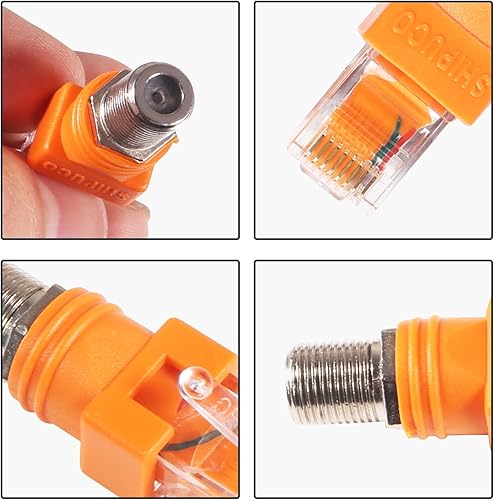 Miniatura 4 de Coliao 6pcs RF a RJ45 Convertidor Adaptador, F hembra a RJ45 macho coaxial acoplador de barril coaxial, adaptador coaxial a Ethernet