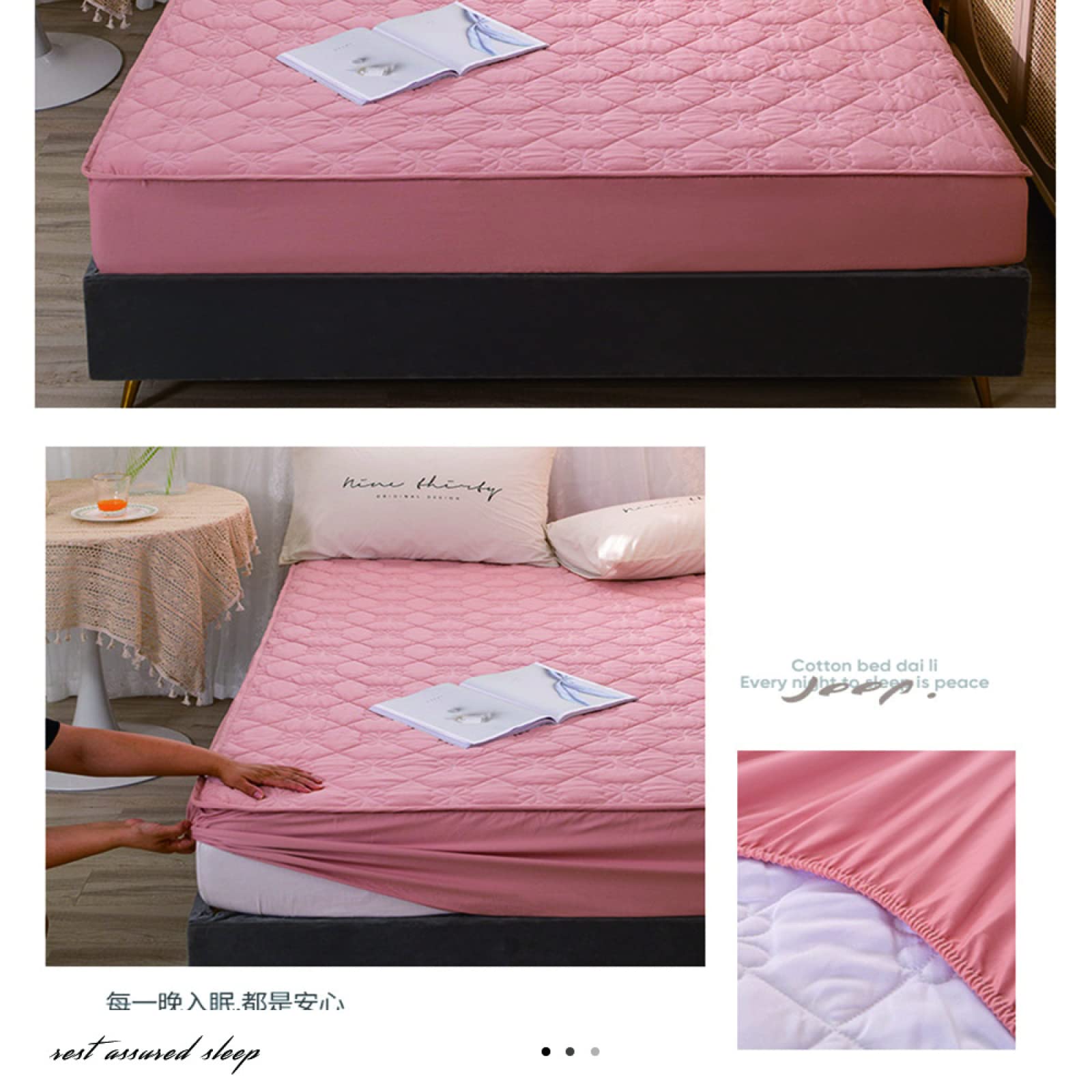 Protège-Matelas Simple, draps Doux, matelassés et imperméables avec Bords élastiques durables pour lit Extra Profond,Pas de protège-Matelas Qui craque,180x200+25cm