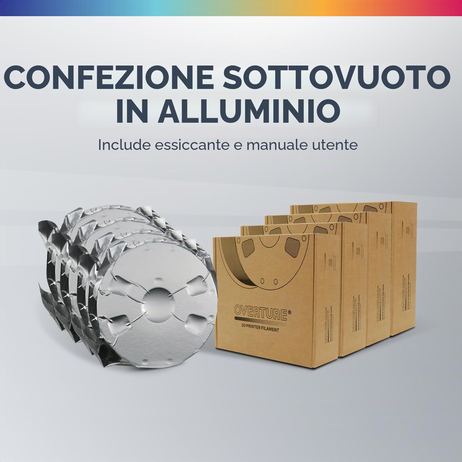 OVERTURE Filamento PETG 1.75mm, 4kg Bobina(8.8lbs), Neatly Wound Rapido PETG Filament per Stampante 3D (Bianco 1kg*4)