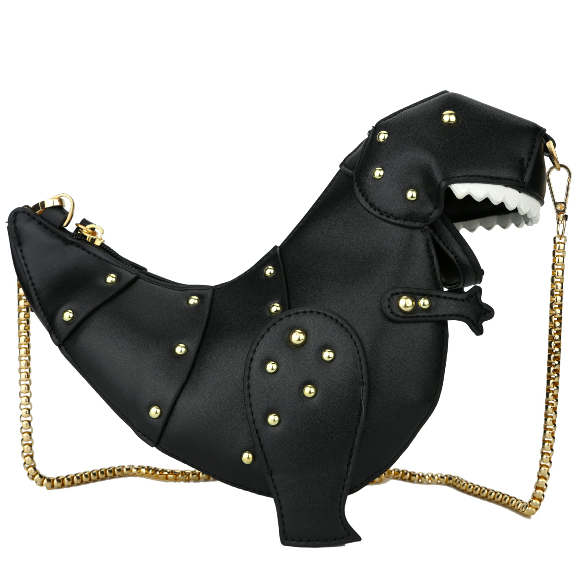 Ondeam Dinosaur Shoulder Purses,PU Rivet Tyrannosaurus Rex CrossBody Bag for Girl Women