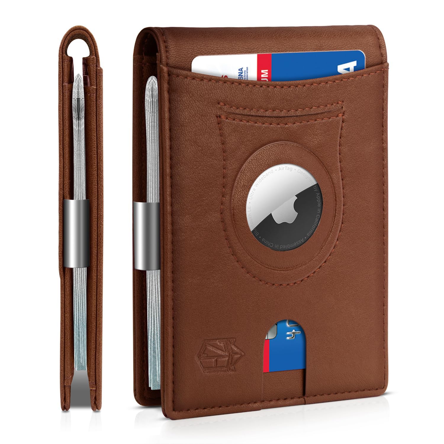 Zitahli Men's Wallets Airtag Holder Slim Rfid Leather with Gift Box