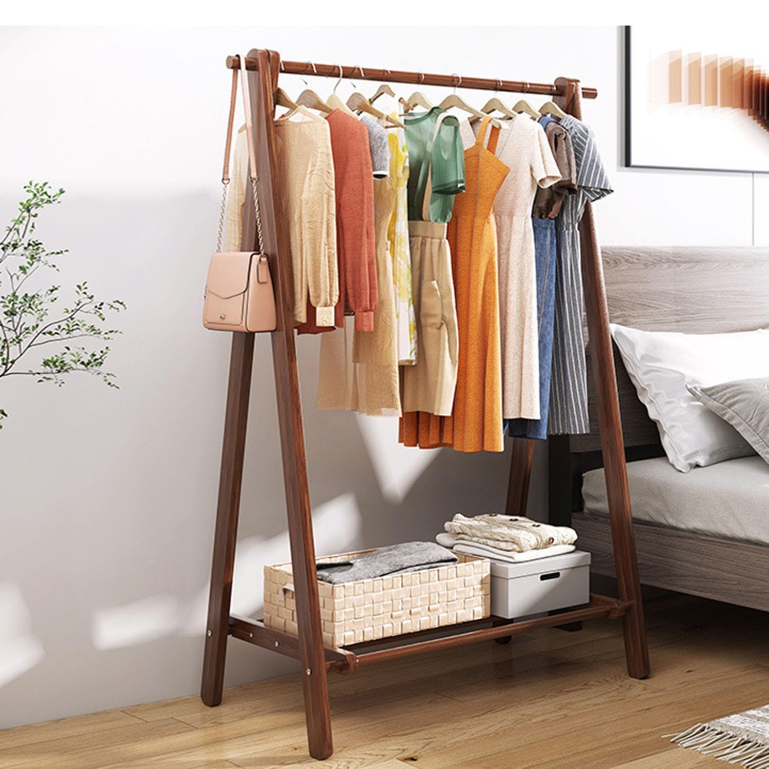 Portant à vêtements en bambou pour entrée accueillante et rangée
