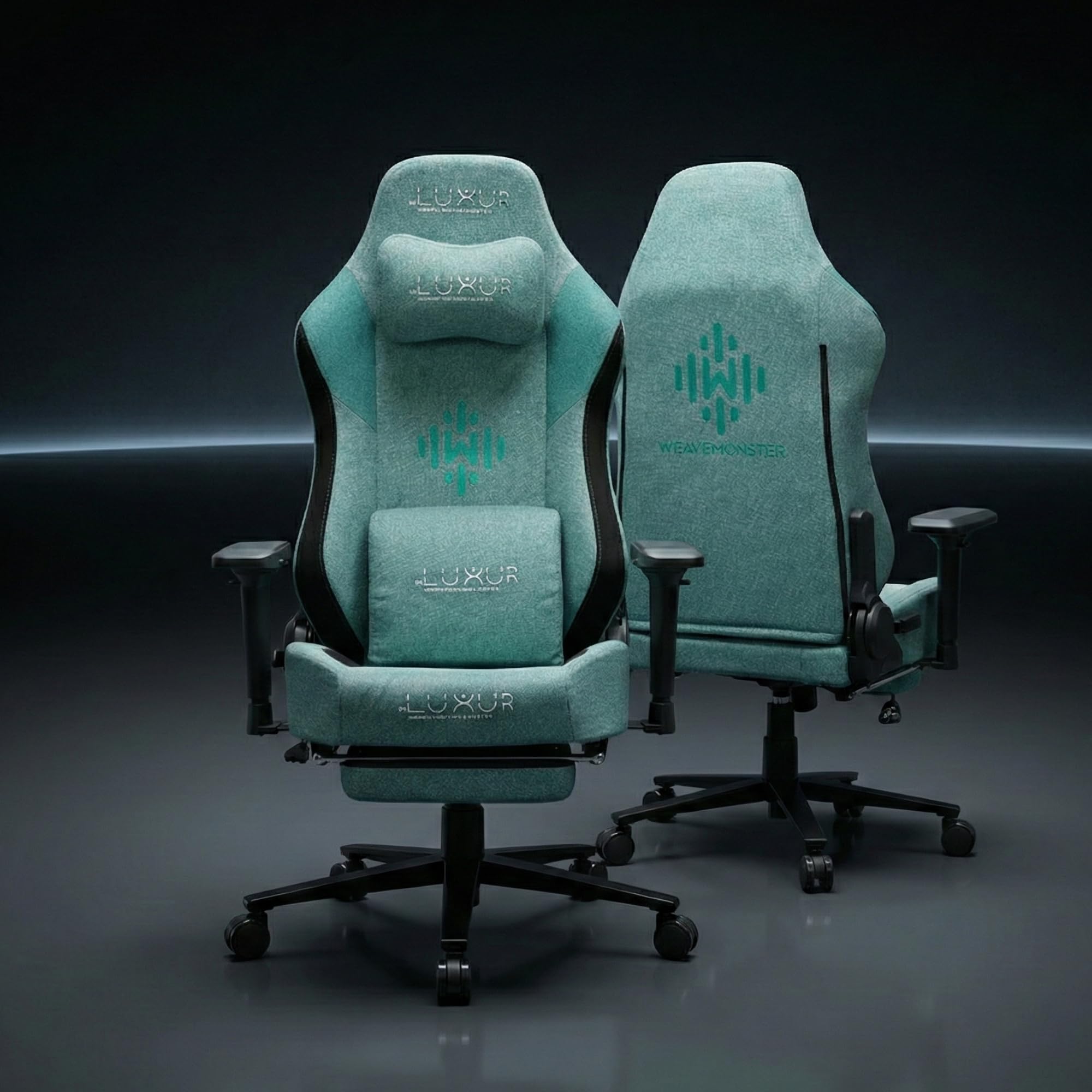 Dr Luxur Weavemonster Ergonomic Gaming Chair for Office Work at Home with Breathable Honeycombed Fabric, Magnetic Neck & Lumbar Pillow, Footrest, 4-D Armrest with 180 Degree Recline (Mint Green)