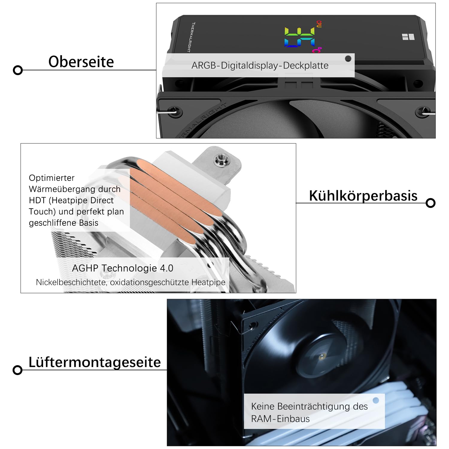 TR-Thermalright Assassin X 120 - Radiatore digitale per CPU nero, 4 x 6 mm, ventola PWM da 120 mm, 2000 RPM, per AM5/AM4, Intel lga1851/1700, colore: Nero
