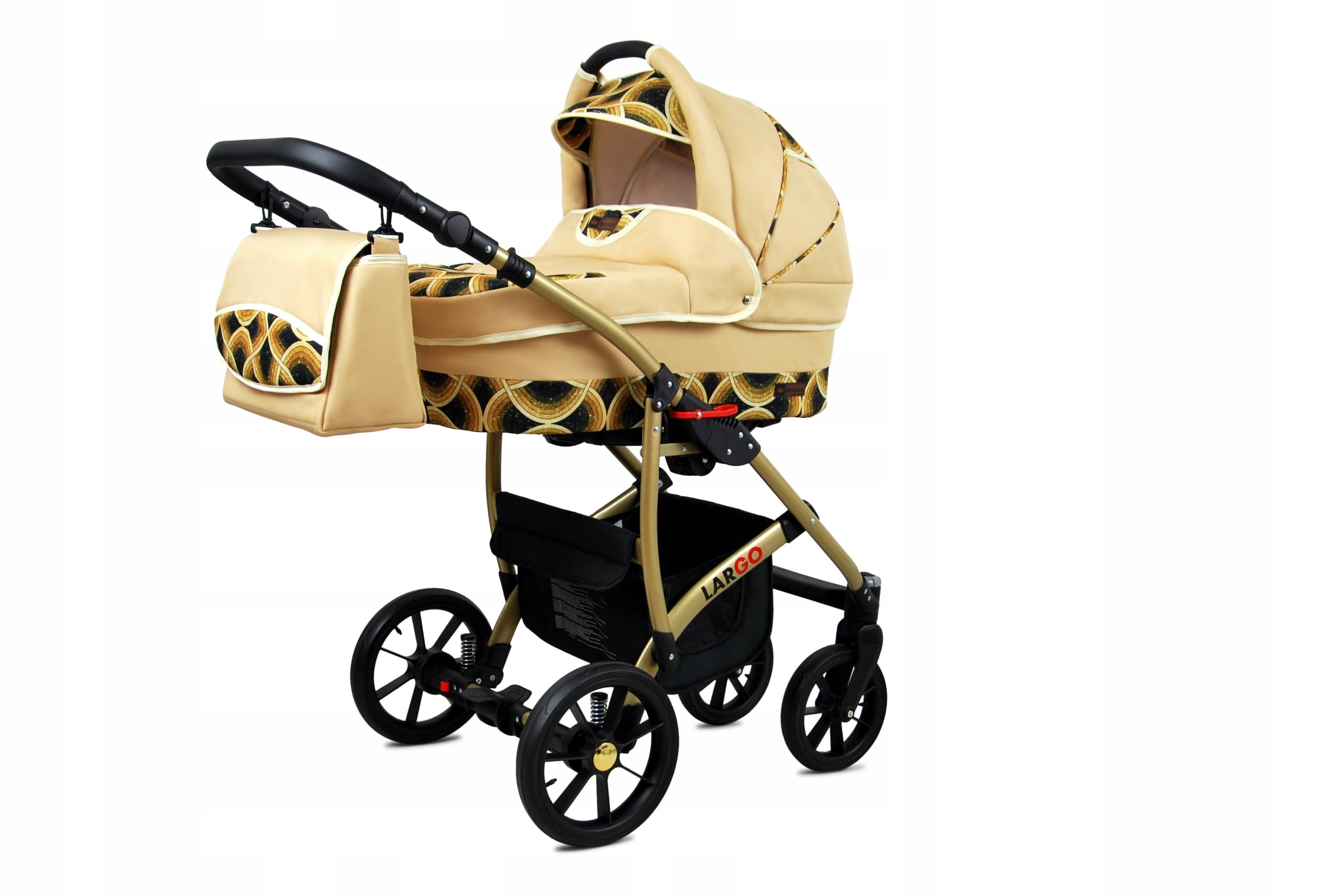 BabyLux Zestaw wózków dziecięcych 4 w 1 – Largo – w zestawie wanienka dla niemowląt, fotelik sportowy, fotelik samochodowy, stacja bazowa ISOFIX – fotelik samochodowy – zestaw wózków dziecięcych