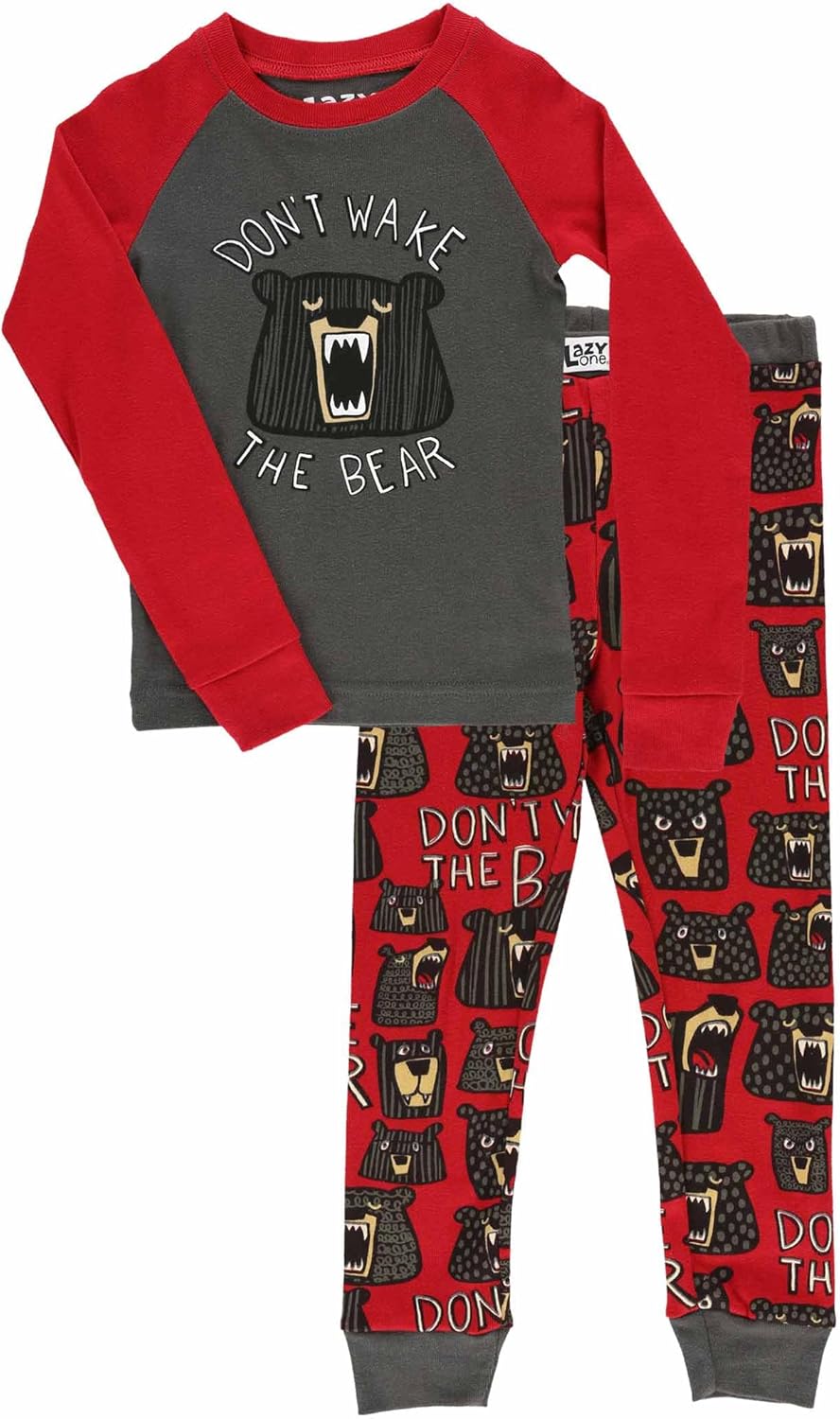 Lazy One Warm Long-Sleeve PJ Sets for Girls and Boys, Cozy, Comfy, Funny Kids' Pajama Sets, Animal, Bear & Moose