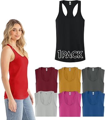 Next Level 1533 Womens Racerback Tank Top Bulk, Plain Bundle Sleeveless T-Shirt for Ladies, Assorted Color Multipack Set