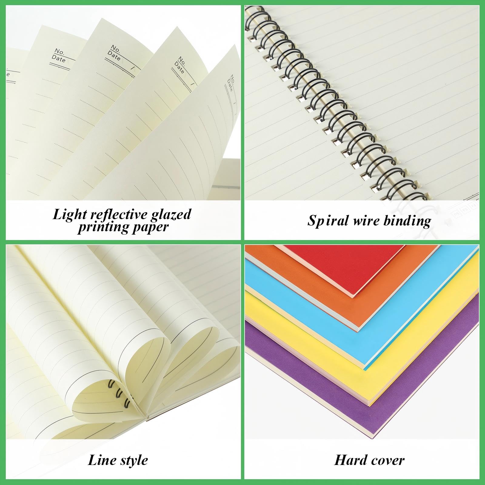 Leelosp Paquete de 12 cuadernos de viaje con rayas en espiral A5 de 5.5 x 8.3 pulgadas, notas coloridas, 60 hojas/120 páginas, notas rayadas universitarias para estudiantes, oficina, negocios
