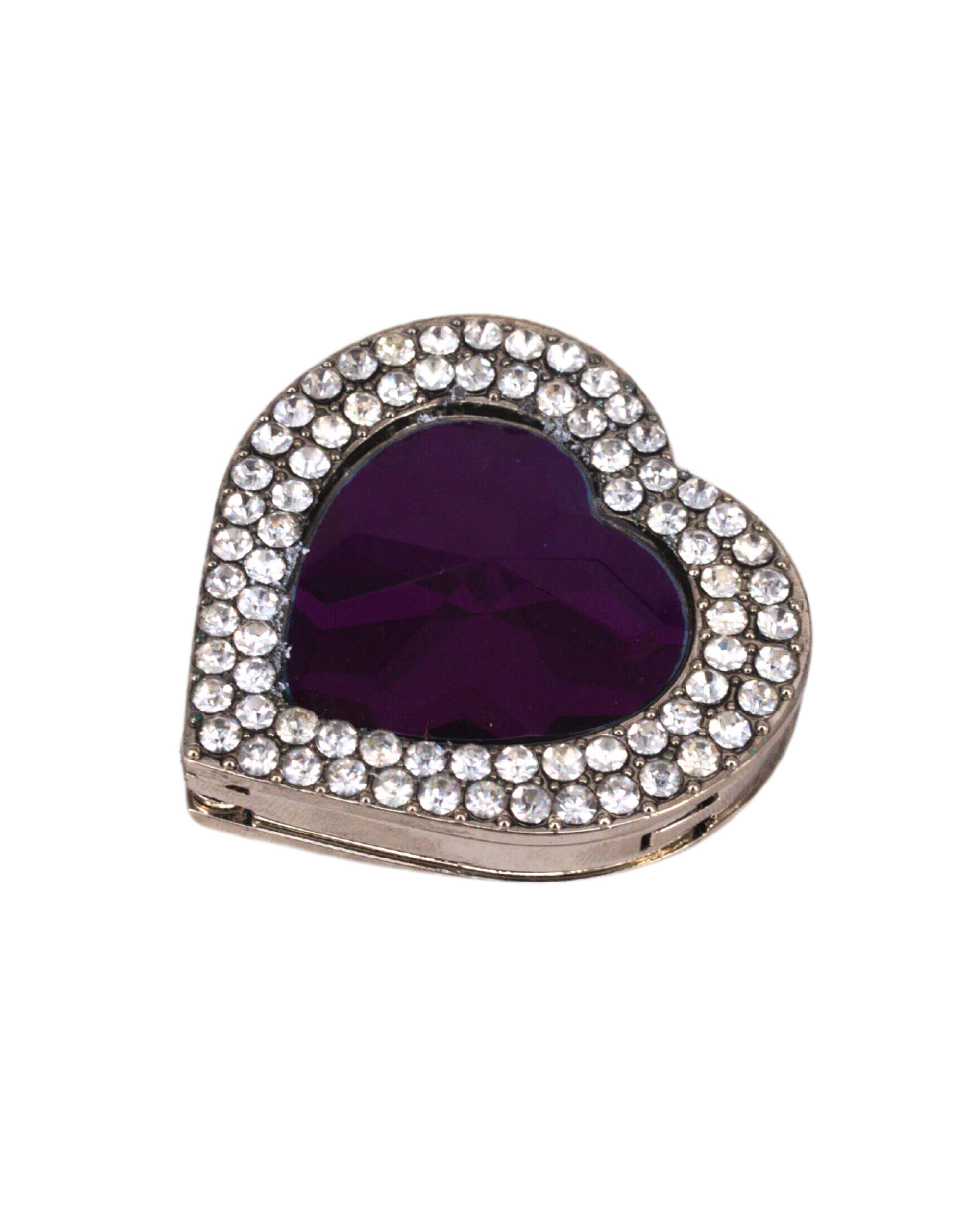 Premsons® Foldable Purse Holder Hook - Handbag Hanger for Table Desk - Bling Rhinestone Bag Holder for Women - Heart Shape - Purple
