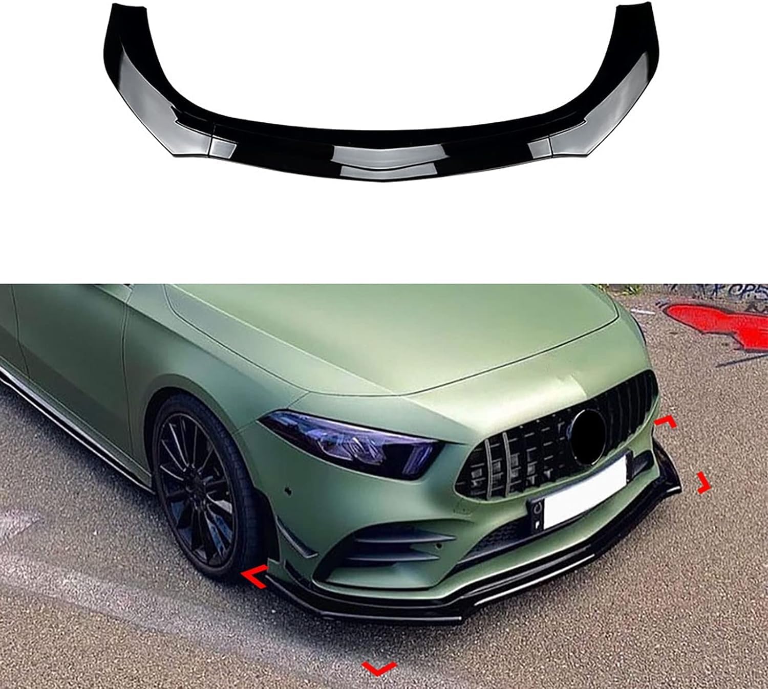 Becquet Avant Pour Mercedes Classe A W177 (2019-2022) - Noir Brillant, Protection Et Style Aérodynamique