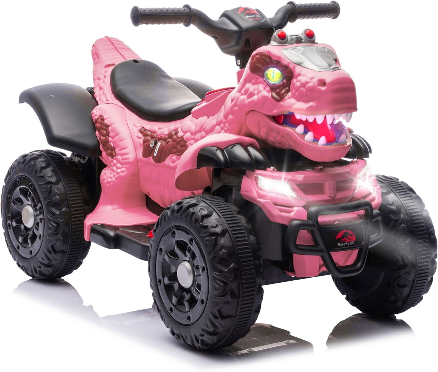 Dinosaur Ride On Car for Kids, 12V Kids ATV Electric Car for Toddles with Music, Bluetooth, LED Lights, 1.86MPH Safe Speed, Green