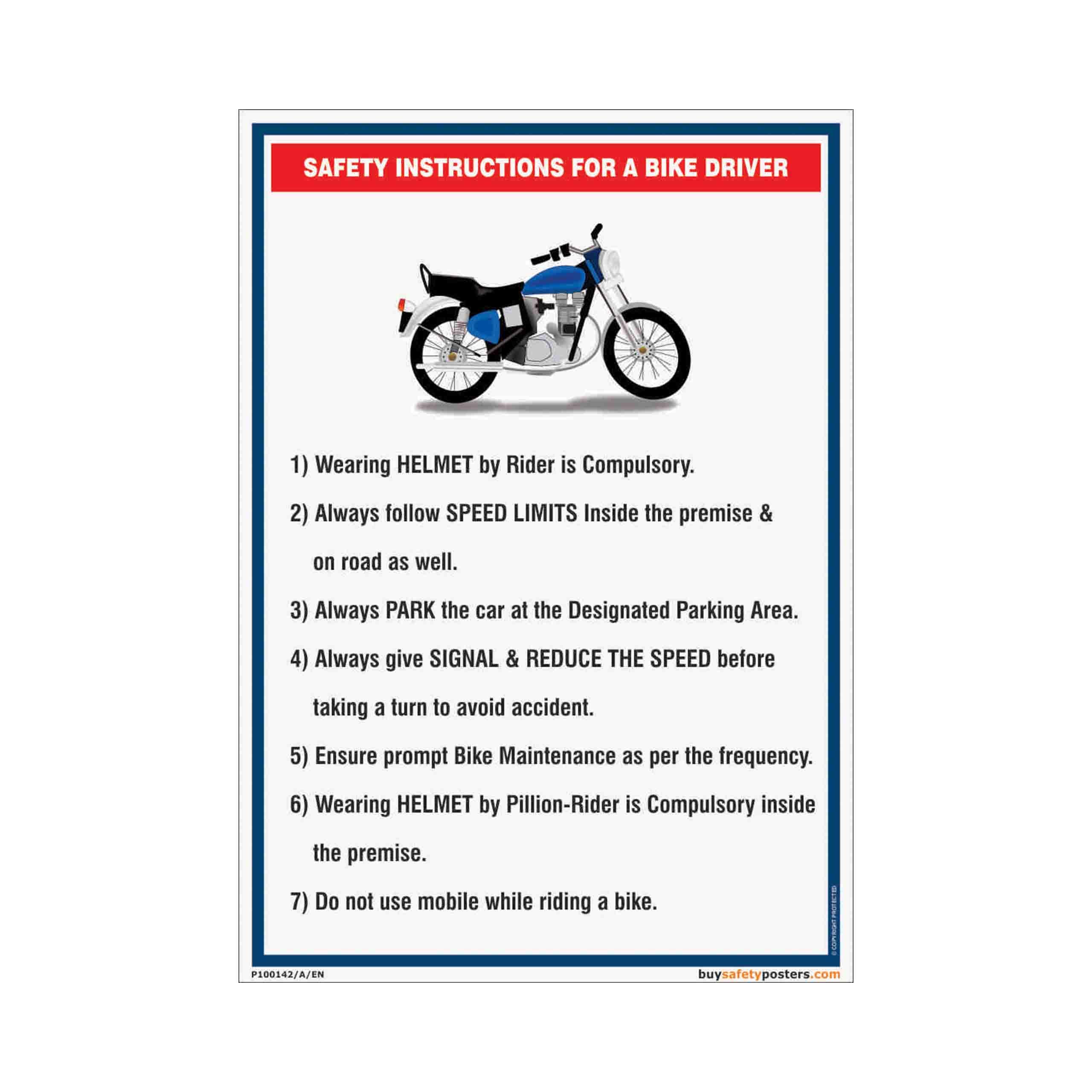 Buy Biker Driver Safety Instruction In English Plastic