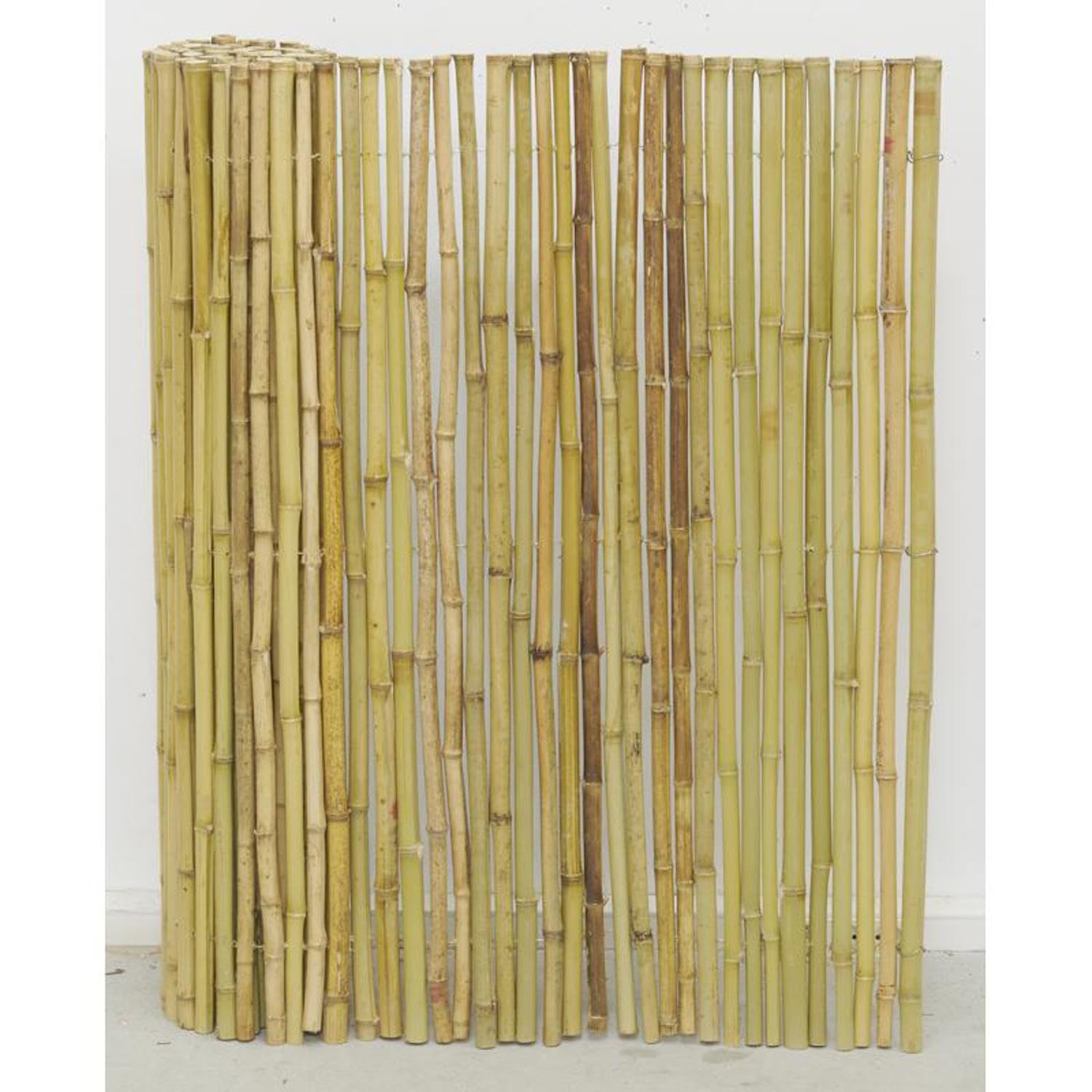 AUBRY GASPARD - Canisse en Bambou Rond - avec Fil De Fer Galvanisé - Brise Vue Jardin occultant - Livré en Rouleau avec Sac de Transport - Jardin et Terrasse - Résistant aux intempéries - 100x180 cm