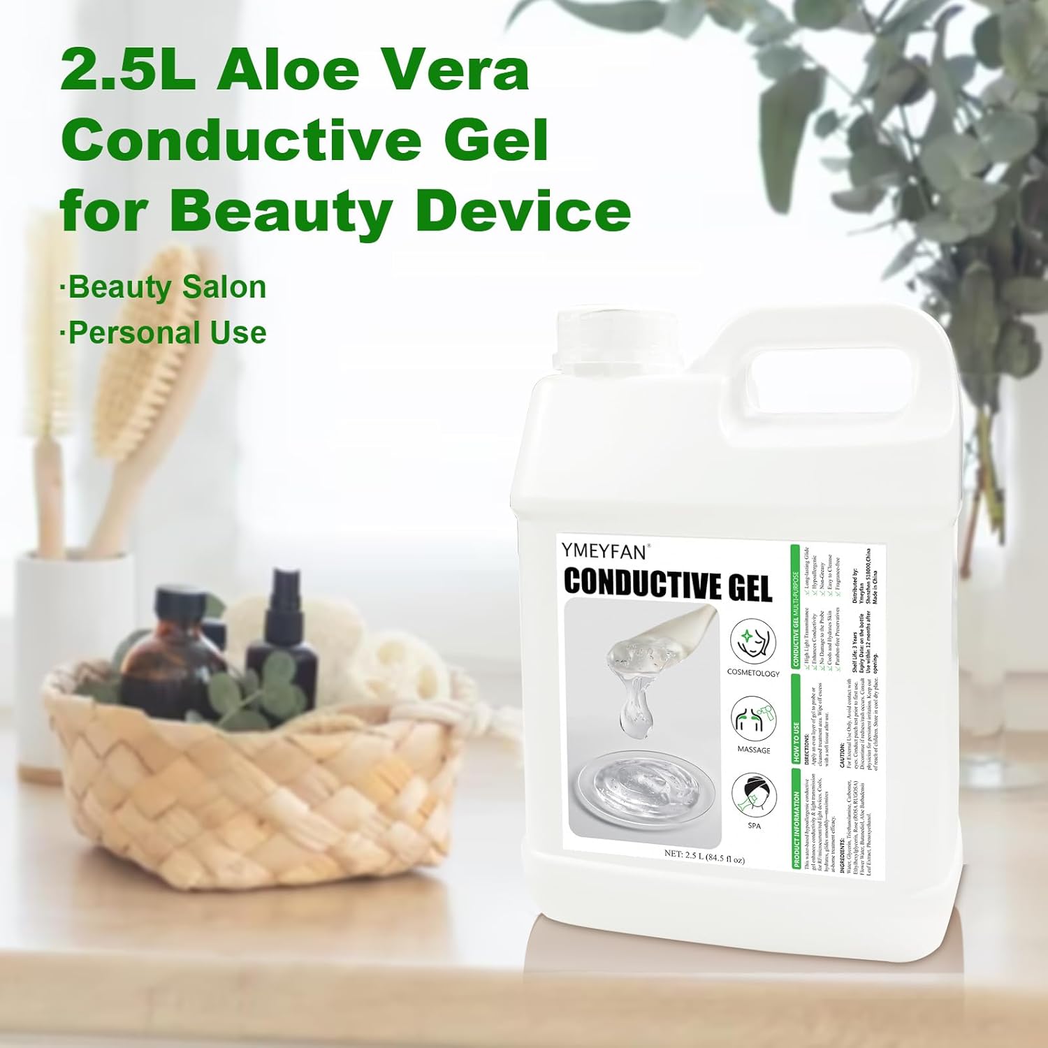84 Fl Oz Aloe Vera Conductive Gel for Microcurrent Facial Device, Paraben & Fragrance Free, Cooling Gel for Laser Hair Removal/RF Machine, Skin Soothing Hydrating, Large Capacity for Beauty Salon Spa