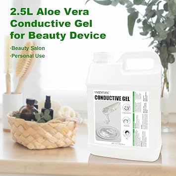 84 Fl Oz Aloe Vera Conductive Gel for Microcurrent Facial Device, Paraben & Fragrance Free, Cooling Gel for Laser Hair Removal/RF Machine, Skin Soothing Hydrating, Large Capacity for Beauty Salon Spa