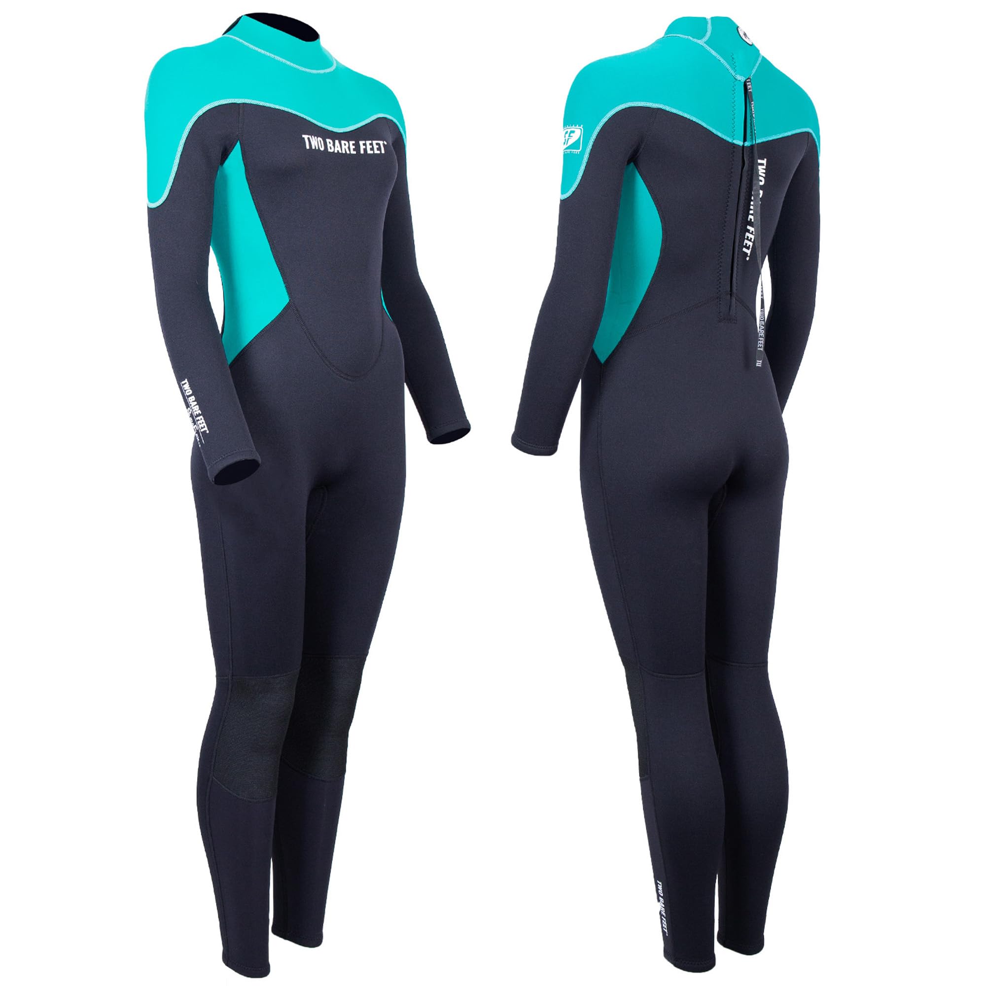 Two Bare Feet Women’s 5/4mm Supaflex Winter Wetsuit – Women’s Cold-Water Wetsuit for Paddleboarding & Surfing, Full-Suit, UK Watersports Brand (Teal/Black, S)