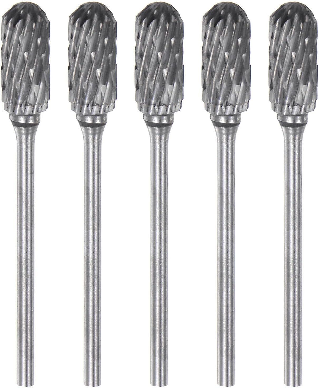 Toolparts And Accessories 5pcs 1/4" (6mm) Head 3/32" (2.35mm) Shank C-Shape Double Cut Carbide Rotary Burr (#CN#130824-14822)