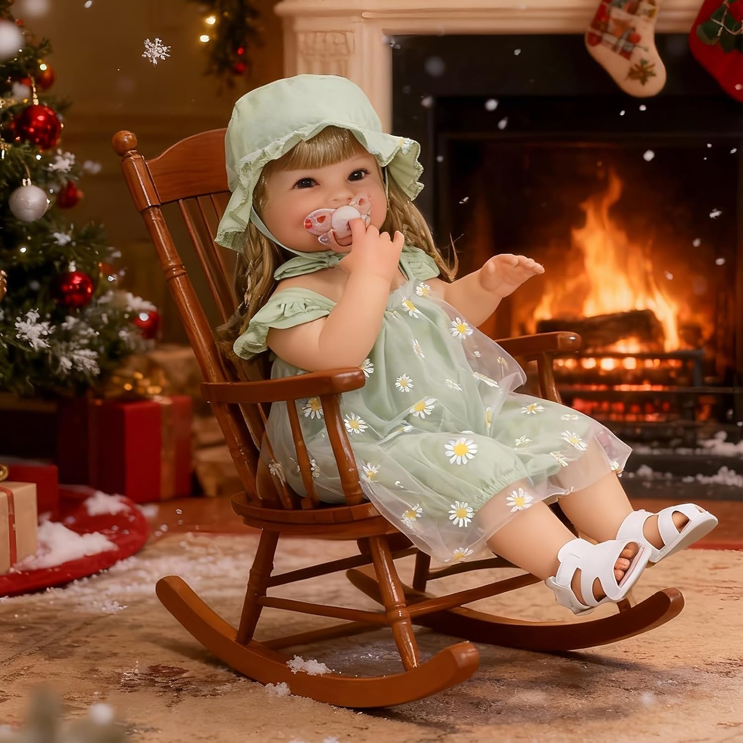 22 Inch Lifelike Reborn Girl Baby Dolls, Realistic Silicone Full Body Newborn Baby Doll, Look Real Girl with Accessories, Weighted Soft Toy Gift for 3+