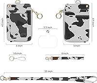 Vista 17 de Soporte de tarjetas de ID 2 en 1, cartera chica multiusos, correa de muñeca extraíble, cordón para cuello, ventana clara, 5 ranuras, para teléfono