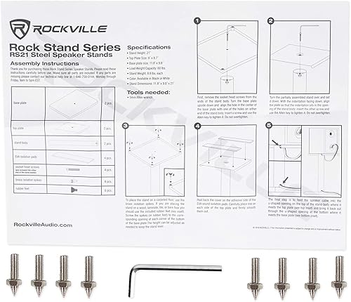 Miniatura 8 de Rockville RS21B - Soportes de acero para altavoces de 21 pulgadas, capacidad de 60 libras, gestión de cables, almohadillas antivibraciones, para
