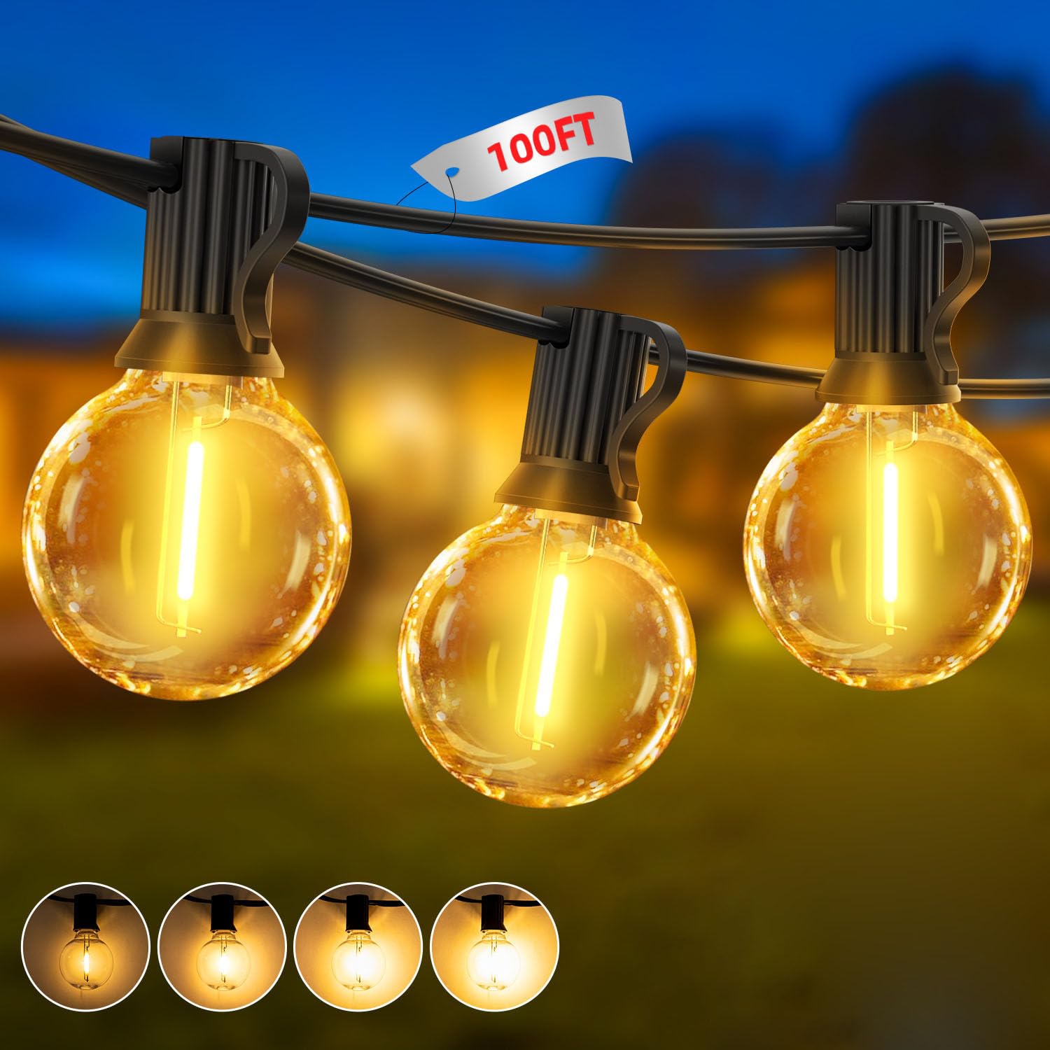 LED Lichterkette Außen 30M- 100FT G40 Glühbirnen Outdoor Beleuchtung Strombetrieben Wasserdicht Aussen