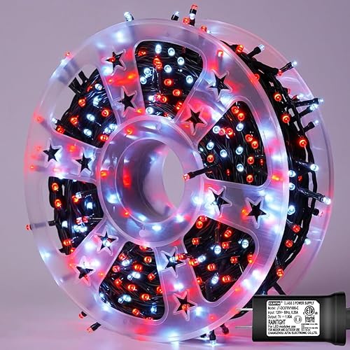 Miniatura 25 de YEGUO Luces de Navidad, tira de 500 luces LED de 165 pies, multicolor, alambre verde, luces parpadeantes para enchufar árbol en interiores y Varios