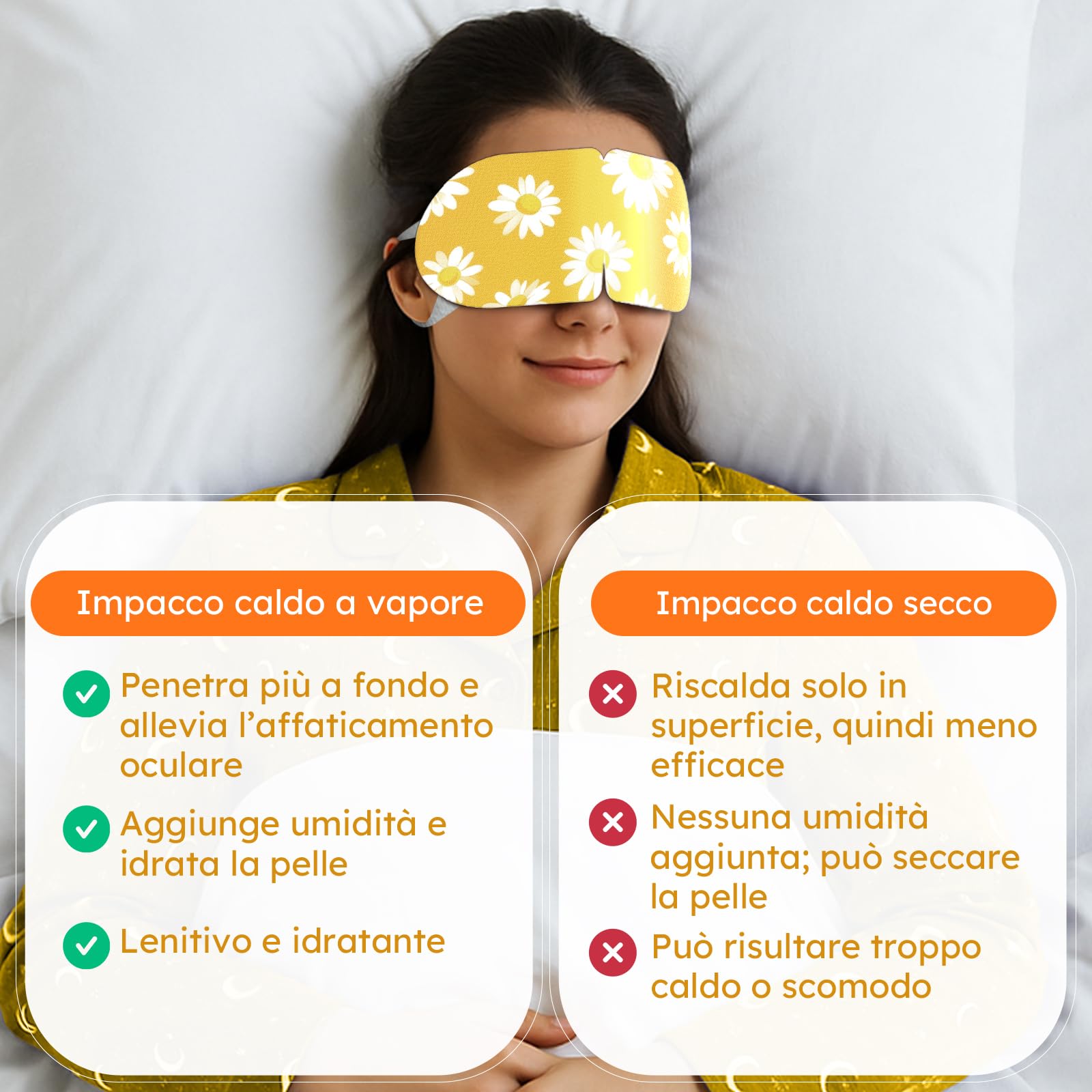 Confezione da 16 Maschere Riscaldanti alla Camomilla – Maschera a Vapore per Occhi Secchi, Gonfiore, Affaticamento e Rilassamento – Maschera Riscaldante Occhi Monouso per Sonno e Viaggio