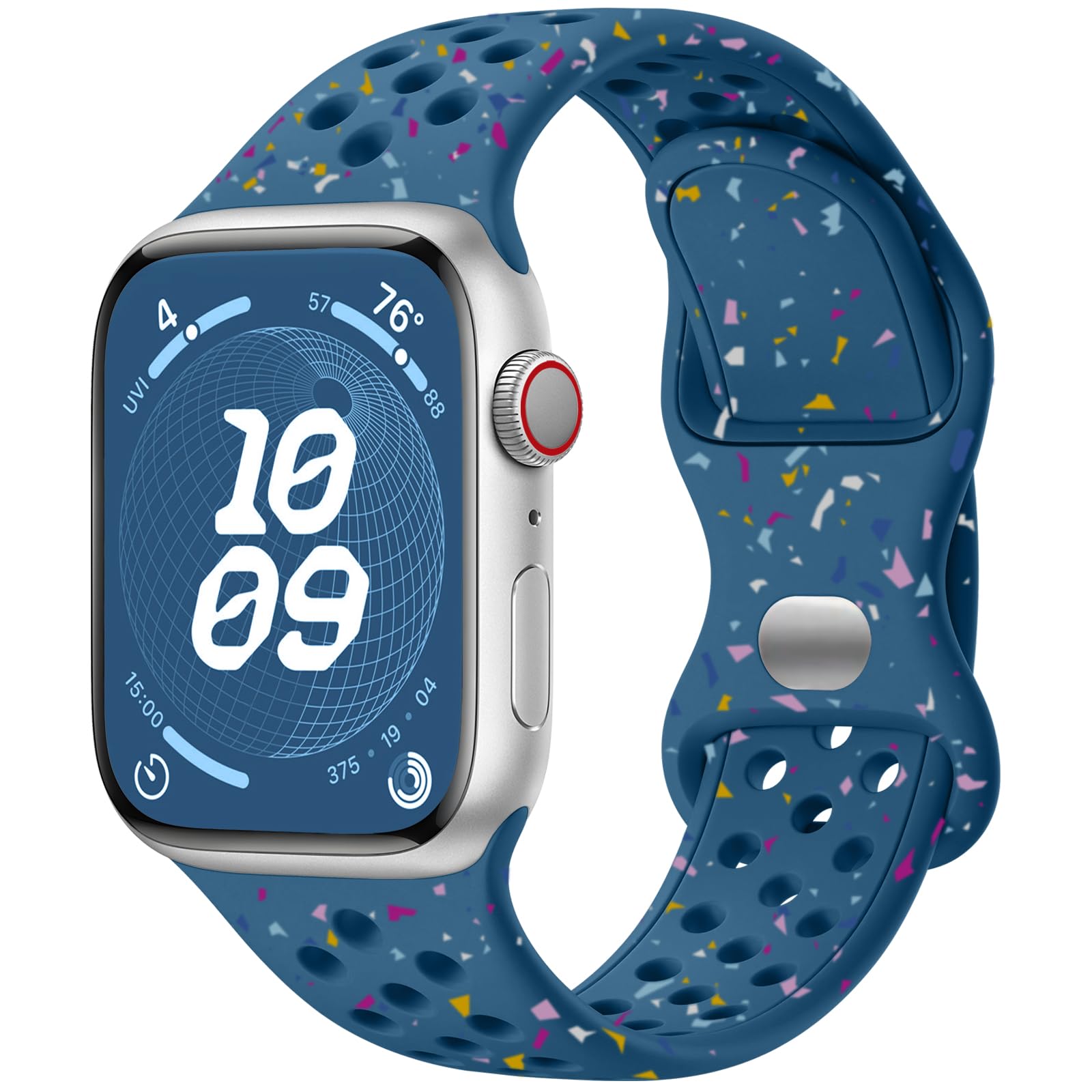 Breathable Sport Band Compatible with Apple Watch Band 38mm 40mm 41mm 42mm 44mm 45mm 46mm 49mm, Soft Eco-Friendly Silicone Band for iWatch Series 11/