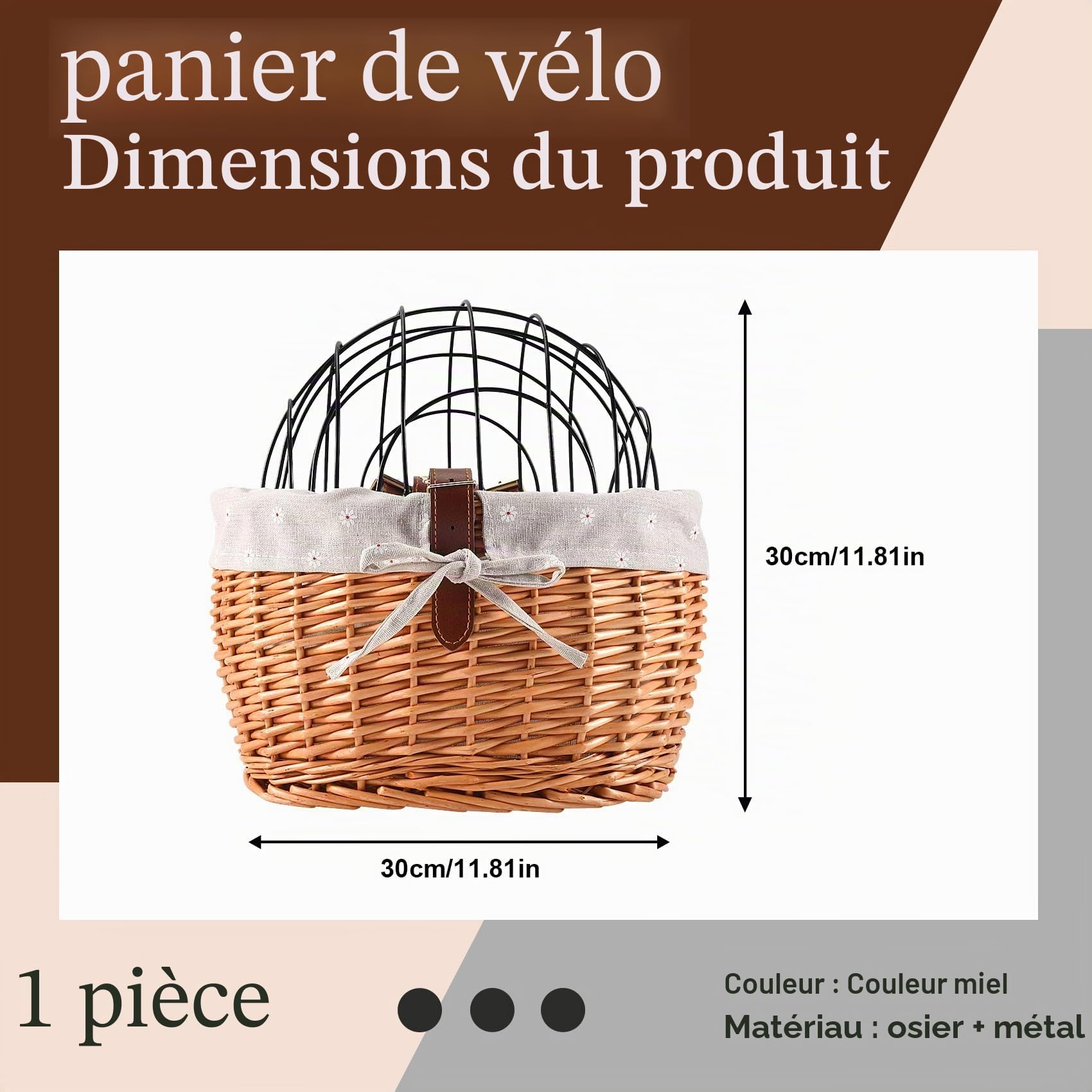 Nagoyuki Chat Chien Vélo Guidon Panier Animaux Siège en osier tissé à la main Vélo de Route Panier Animal de Compagnie Chat Chien Porteur
